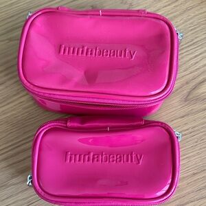 HUDA BEAUTY Bright Pink Cosmetic Pouch Duo set of 2
